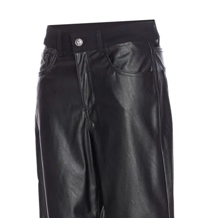 Liu •jo Wide Leg Faux Leather Trousers With Pockets In Black
