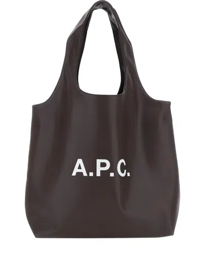 Pre-owned Apc Logo-print Ninon Tote Bag In Brown