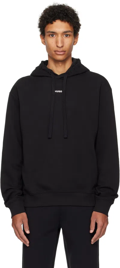 Hugo Boss Cotton-terry Hoodie With Contrast Logo In Black