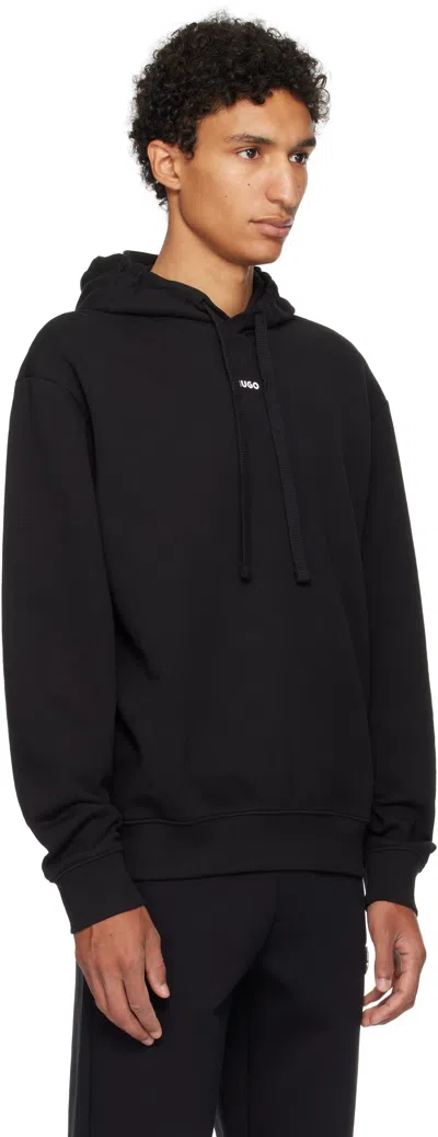 Hugo Boss Cotton-terry Hoodie With Contrast Logo In Black