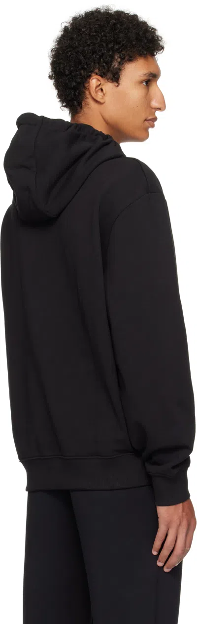 Hugo Boss Cotton-terry Hoodie With Contrast Logo In Black