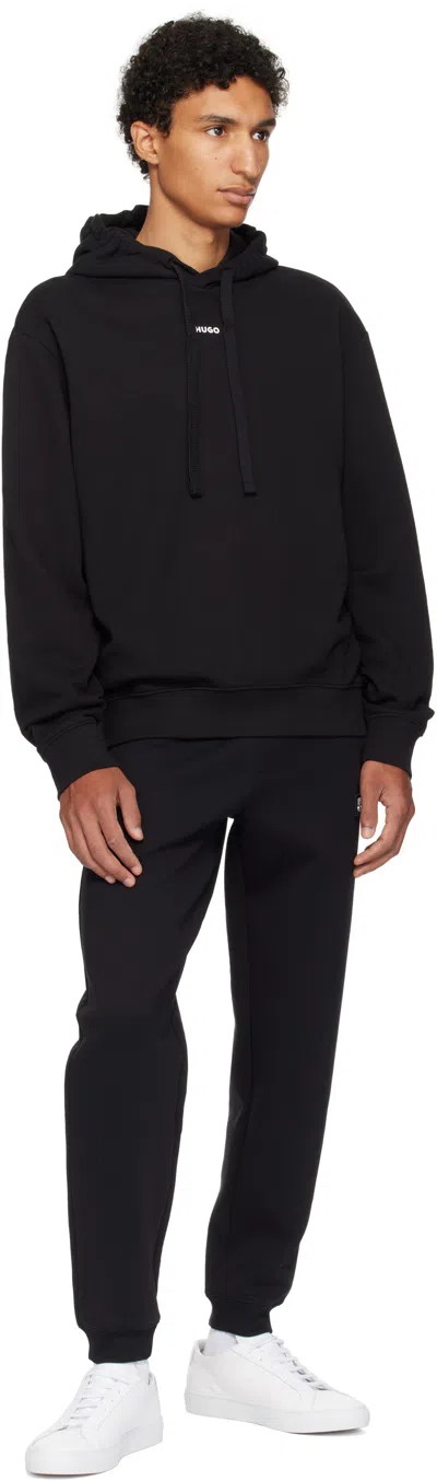 Hugo Boss Cotton-terry Hoodie With Contrast Logo In Black
