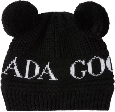 Canada Goose Baby Black Double Pom Beanie In Black