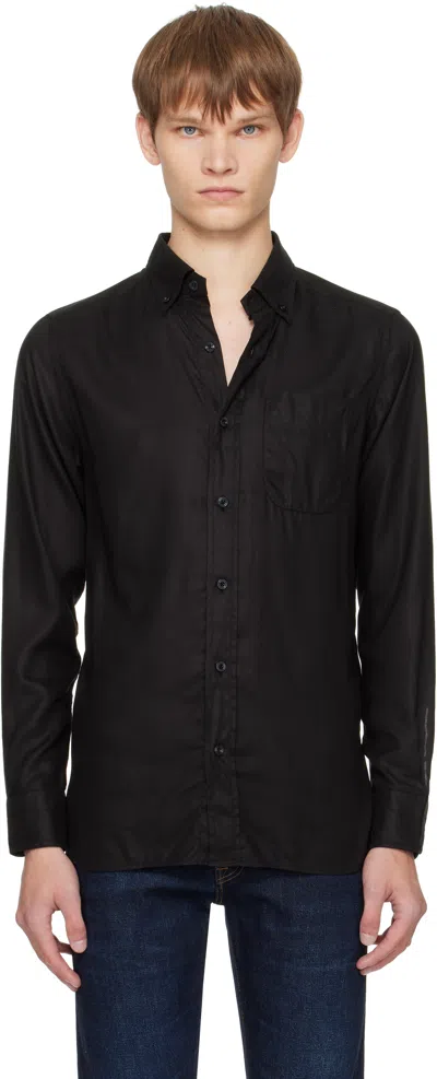 Tom Ford Light Fluid Fine Gabardine Slim Fit Shirt Hso001fmt058 Lb999 In Black