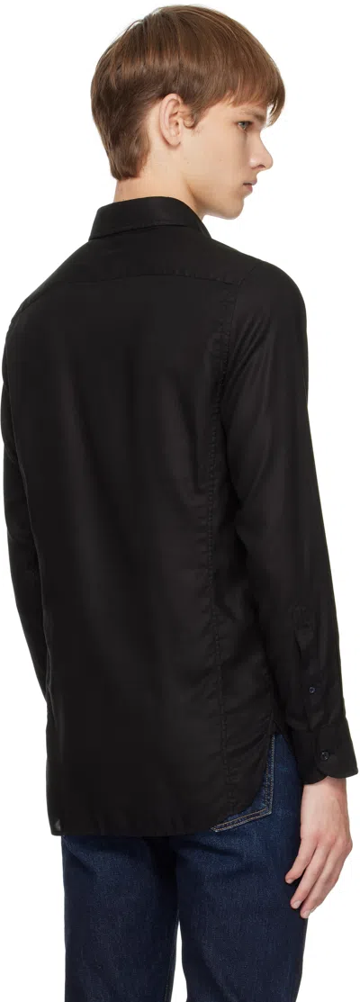 Tom Ford Light Fluid Fine Gabardine Slim Fit Shirt Hso001fmt058 Lb999 In Black