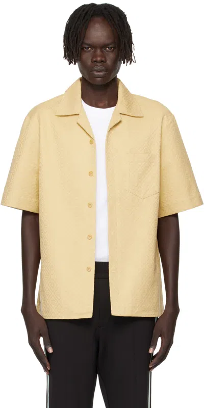 Casablanca Short-sleeved Jacquard Cotton Shirt With Monogram In Neutral