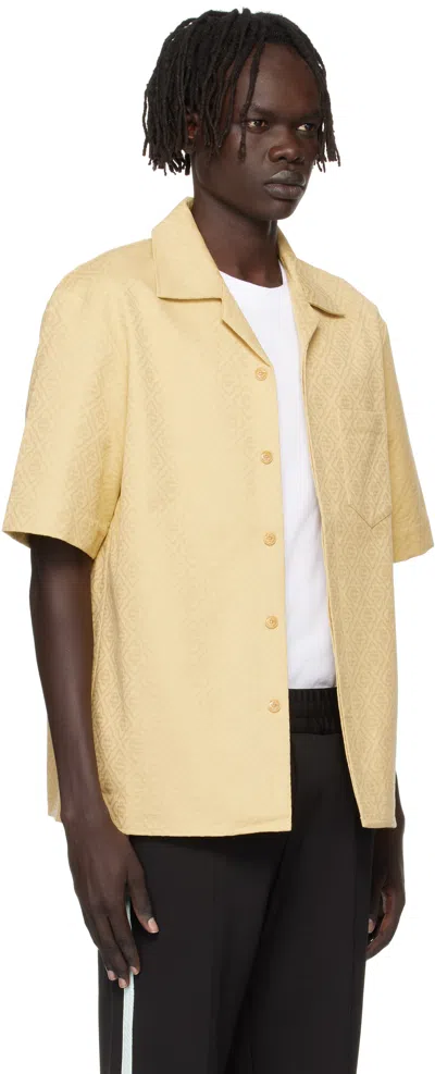 Casablanca Short-sleeved Jacquard Cotton Shirt With Monogram In Neutral