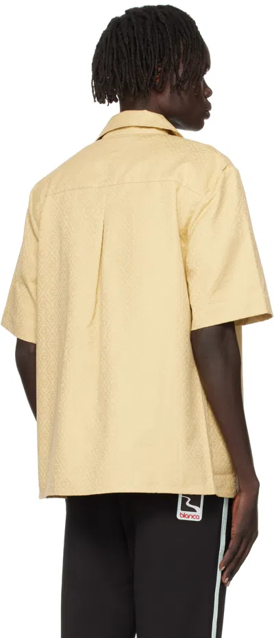 Casablanca Short-sleeved Jacquard Cotton Shirt With Monogram In Neutral