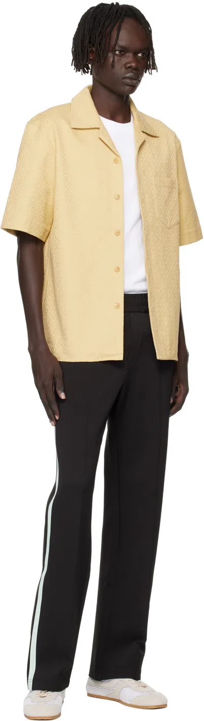 Casablanca Short-sleeved Jacquard Cotton Shirt With Monogram In Neutral