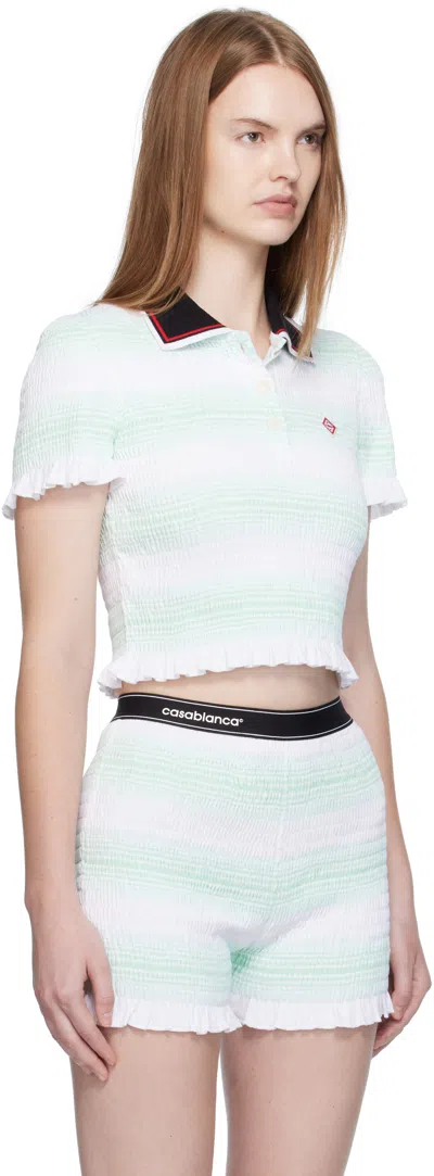 Casablanca Striped Polo Collar Knitwear In White