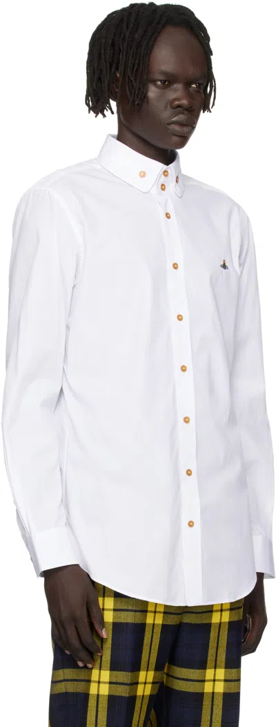 Vivienne Westwood Shirt With Subtle Orb Embroidery And Tailored Fit In Gray