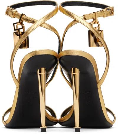 Tom Ford Padlock Naked Metallic Pointy Toe Sandal In 1y004 Gold