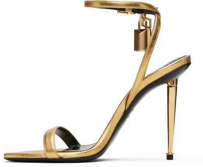 Tom Ford Padlock Naked Metallic Pointy Toe Sandal In 1y004 Gold