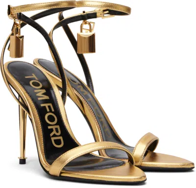 Tom Ford Padlock Naked Metallic Pointy Toe Sandal In 1y004 Gold