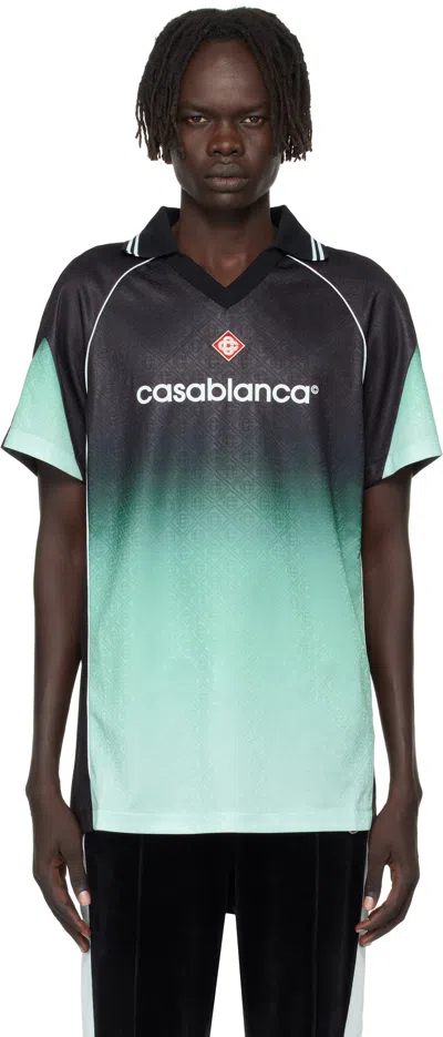 Casablanca Piping Contrast Gradient V Neck T-shirt In Multi