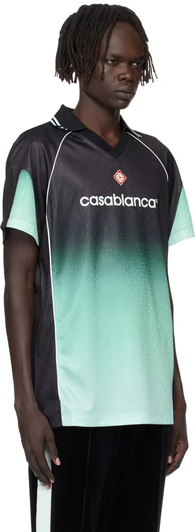 Casablanca Piping Contrast Gradient V Neck T-shirt In Multi