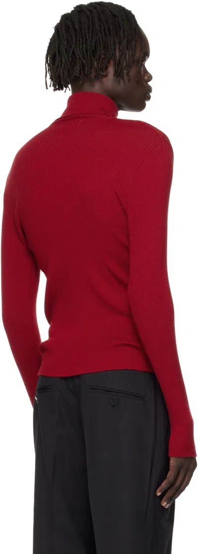 Ernest W Baker Red Ribbed Turtleneck In Red