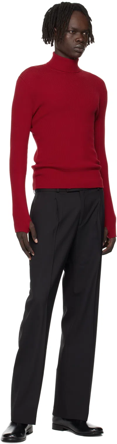Ernest W Baker Red Ribbed Turtleneck In Red