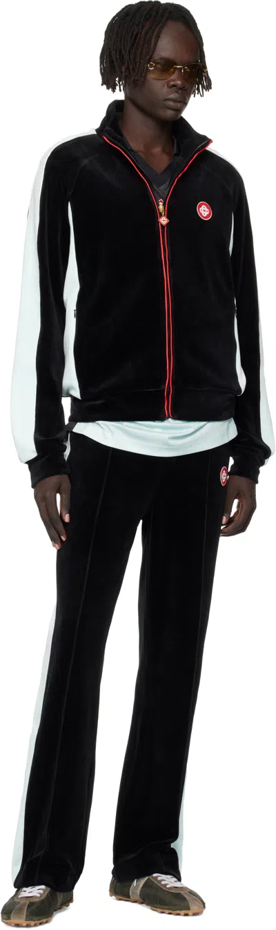 Casablanca High Collar Sweatshirt Featuring Contrast Panels In Black