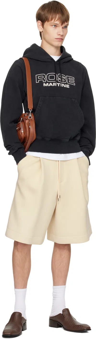 Martine Rose Black Shrunken Hoodie In Multi