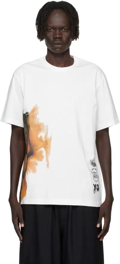 Y-3 White Crewneck Graphic T-shirt In White