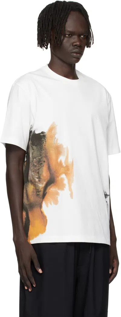 Y-3 White Crewneck Graphic T-shirt In White