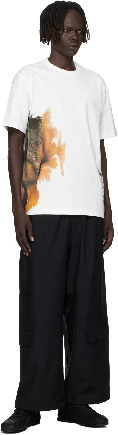 Y-3 White Crewneck Graphic T-shirt In White