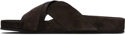 Tom Ford Brown Suede Wicklow T Slides In Brown