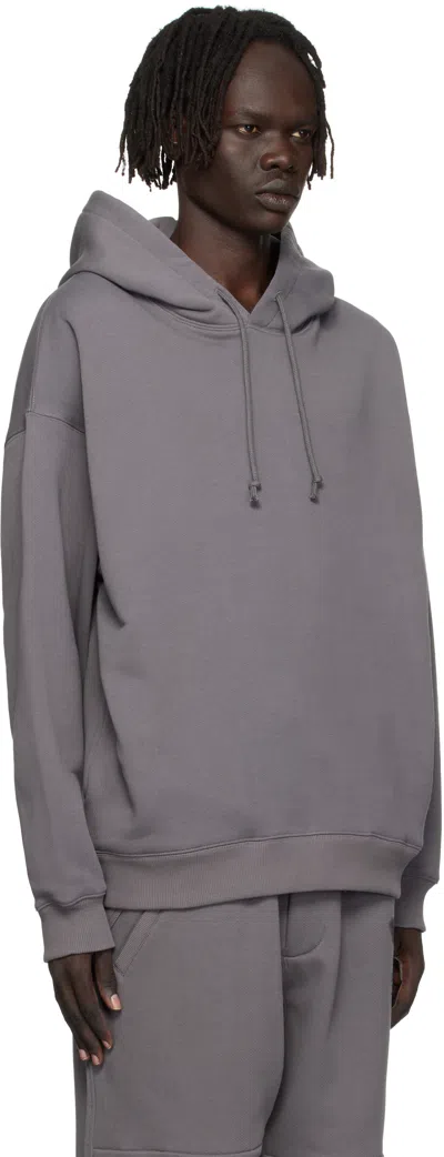 Y-3 Hoodie Featuring Graphic Design On Back In Gray