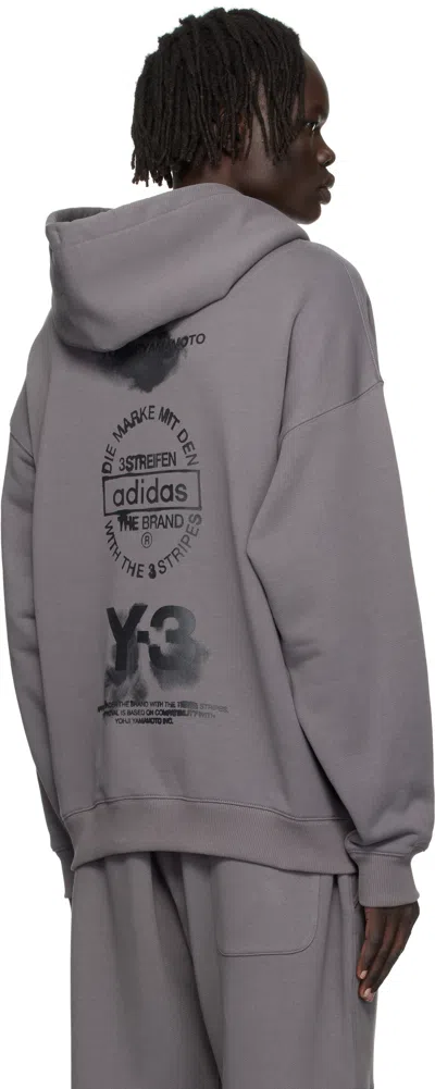 Y-3 Hoodie Featuring Graphic Design On Back In Gray