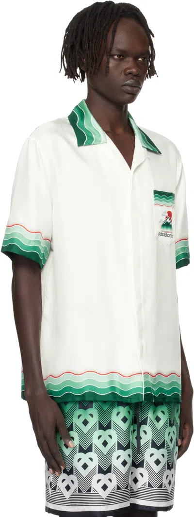 Casablanca Silk Short-sleeved Shirt With Wave In Multi