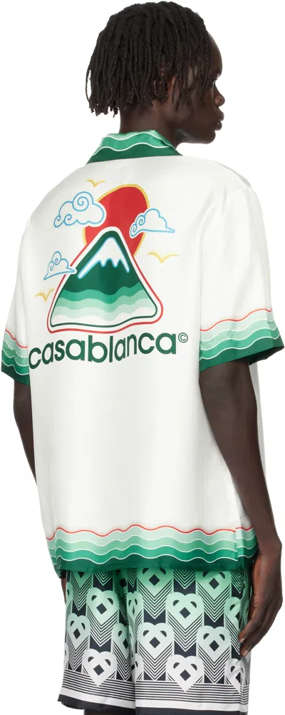 Casablanca Silk Short-sleeved Shirt With Wave In Multi