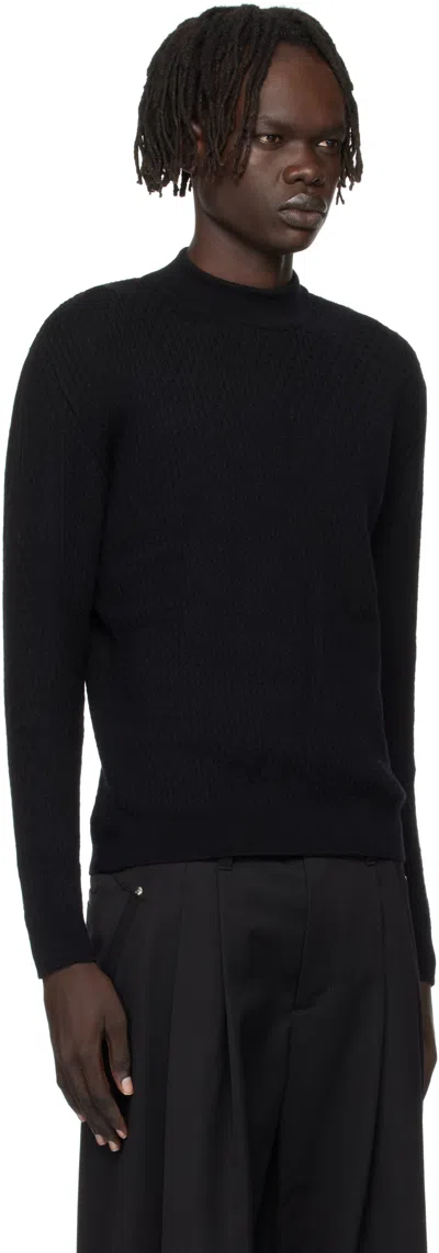 Ernest W Baker Black Mock Neck Cable-knit Sweater In Black