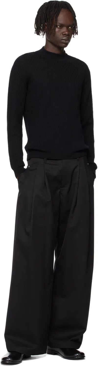 Ernest W Baker Black Mock Neck Cable-knit Sweater In Black