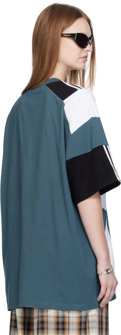 Martine Rose Blue Oversized Panelled T-shirt In Blue