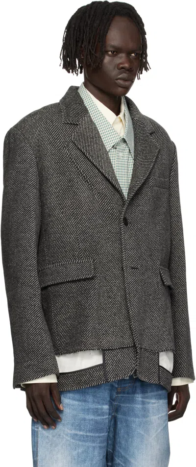 Andersson Bell Inside Out Wool Blazer In Gray