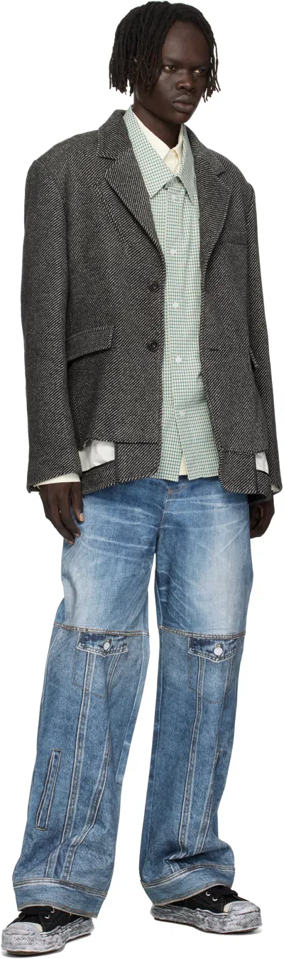 Andersson Bell Inside Out Wool Blazer In Gray