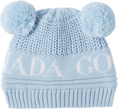 Canada Goose Baby Blue Double Pom Beanie In Blue