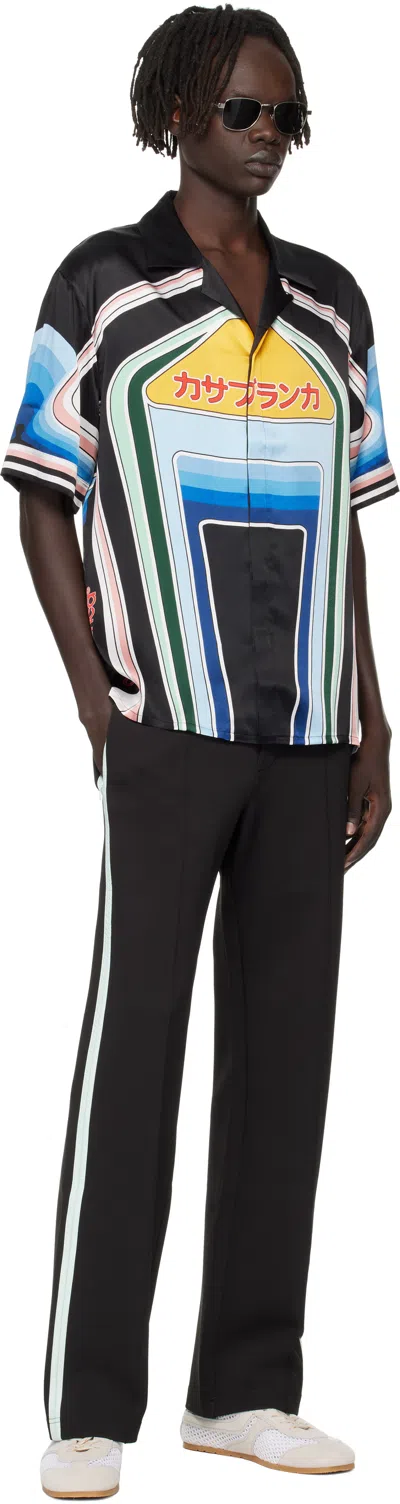 Casablanca Mountain Graphic Silk Shirt With Elastic Waistband In Multi