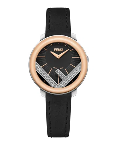 Pre-owned Fendi Women's  Run Away Leather F710321011c0 Watch In Stainless Steel/aluminum