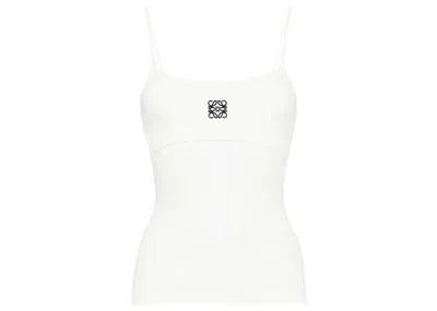 Pre-owned Loewe Women's  Anagram Strappy Cotton Top In White