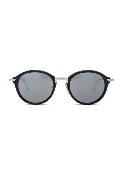 Shop Thom Browne Round Sunglasses In Navy & Silver