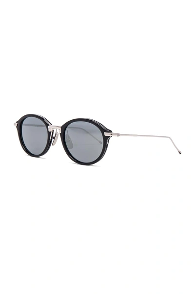 Shop Thom Browne Round Sunglasses In Navy & Silver