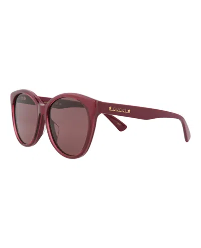Pre-owned Gucci Women's  Round Oval Sunglasses In Burgundy Burgundy Red (gg1171sk/30013428/004)
