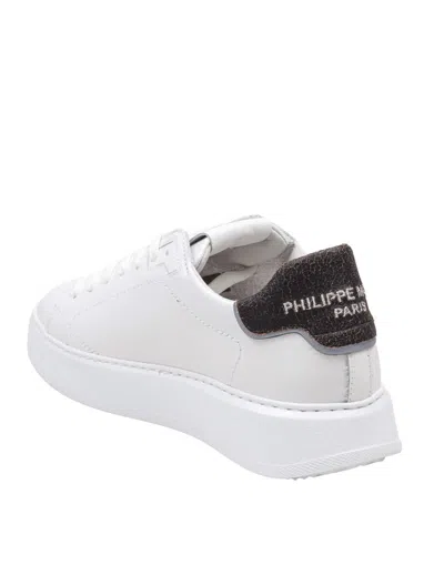 Philippe Model Temple White Black Leather Sneaker In Multi