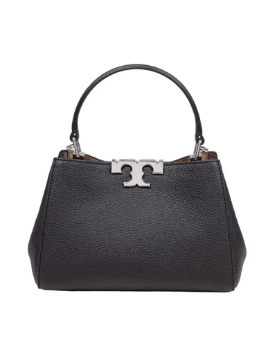Tory Burch Mini Satchel In Hammered Leather In Black