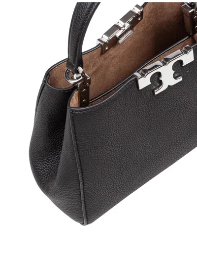 Tory Burch Mini Satchel In Hammered Leather In Black