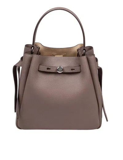 Tory Burch Small Romy Leather Bucket Bag In Brown