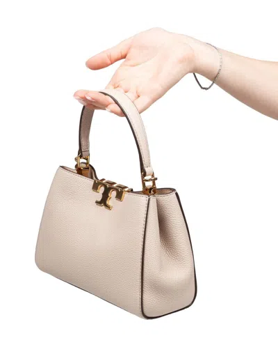 Tory Burch Mini Satchel In Hammered Leather In Gray