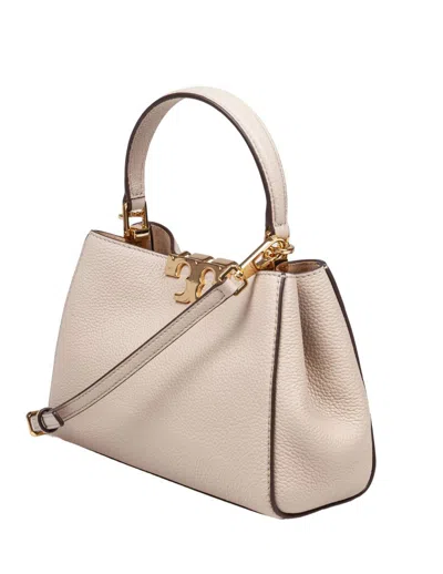 Tory Burch Mini Satchel In Hammered Leather In Gray